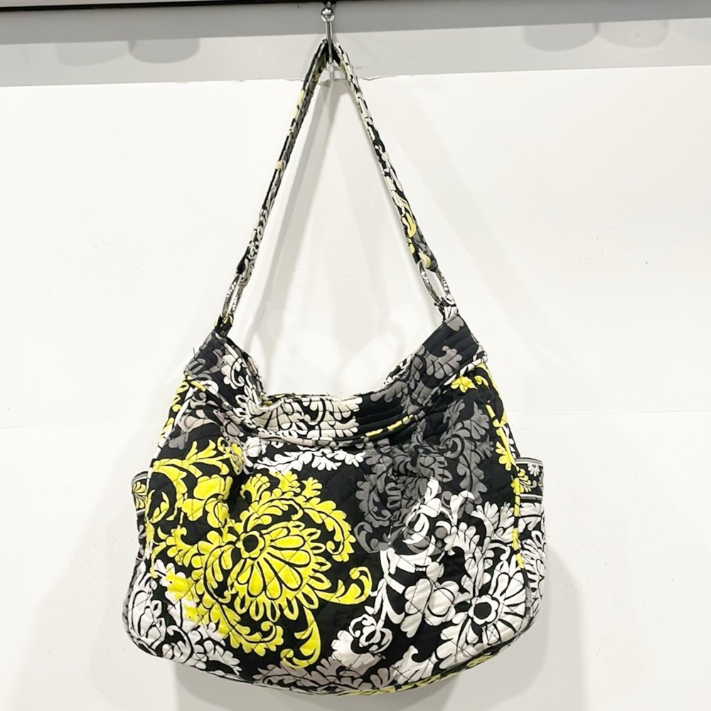 Vera Bradley Retired Yellow Black Baroque Satchel Magnet Shoulder Handbag Hobo‎
